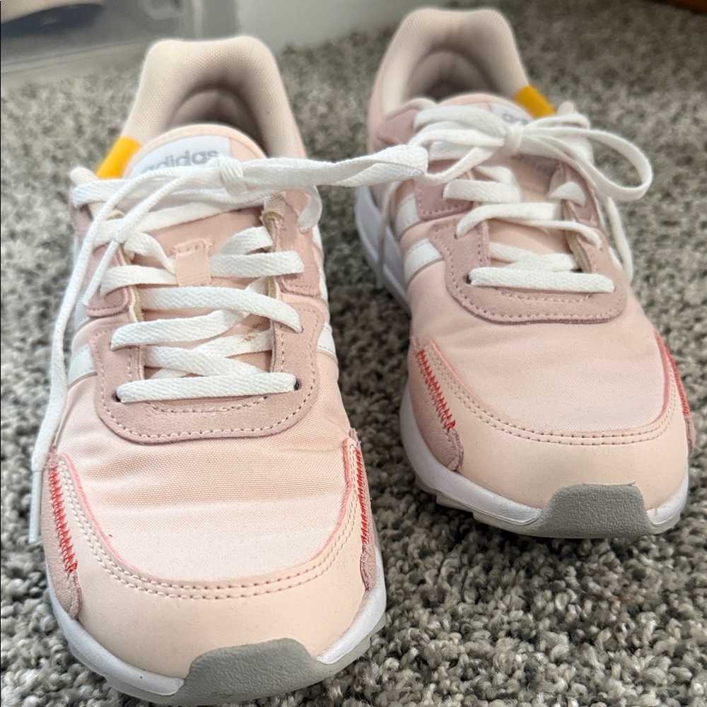 adidas Kids Light Pink and White Retro Runner Sneakers